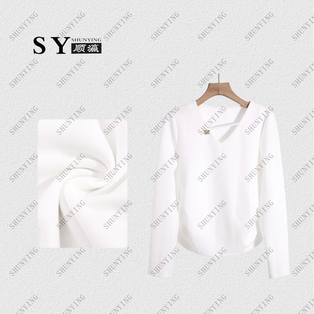 【顺瀛】秋季新款时尚V领时髦洋气纯色长袖T恤SY63T004