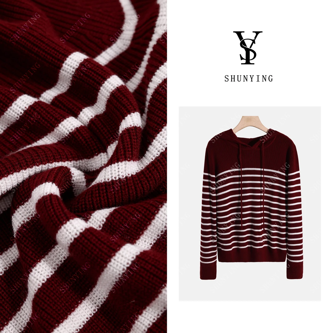 【仟娜】秋季新款时尚撞色条纹百搭连帽针织衫SY63ZZ0915