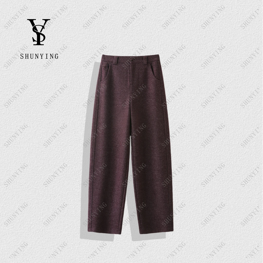 【顺瀛】好穿到爆！毛呢加厚保暖休闲高腰显瘦法棍裤SY66XXK266036