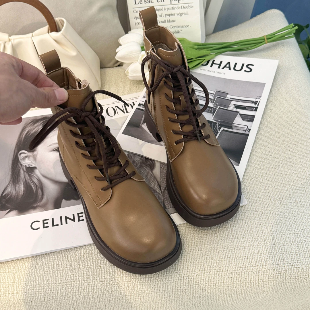 穿搭神器~24冬季新款厚底英伦风显腿长时尚复古马丁靴66X5732