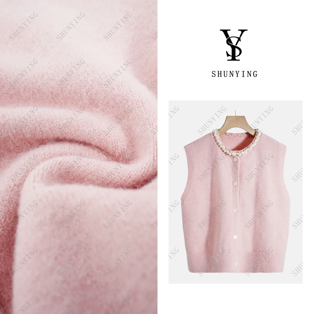 【仟娜】减龄穿搭~时尚圆领重工钉珠单排扣无袖针织马夹SY66MJ66810