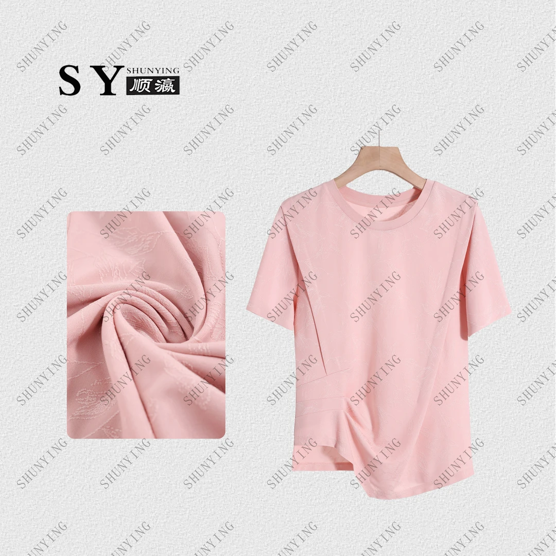 顺瀛【玉兰枝头】新款腰间褶皱设计时尚简约圆领T恤SY62T1685