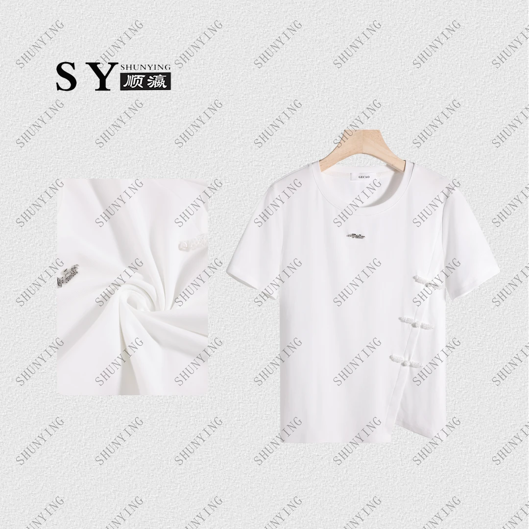 顺瀛【水晶小蛮腰】夏季新款新中式国风盘扣设计感短袖T恤SY62T6865