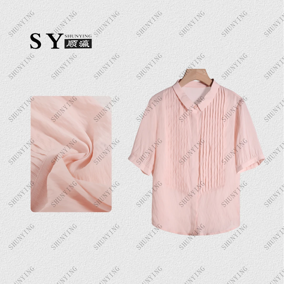 顺瀛【艺术线条】夏季新款压褶polo领休闲拼色短袖衬衫SY62C7871