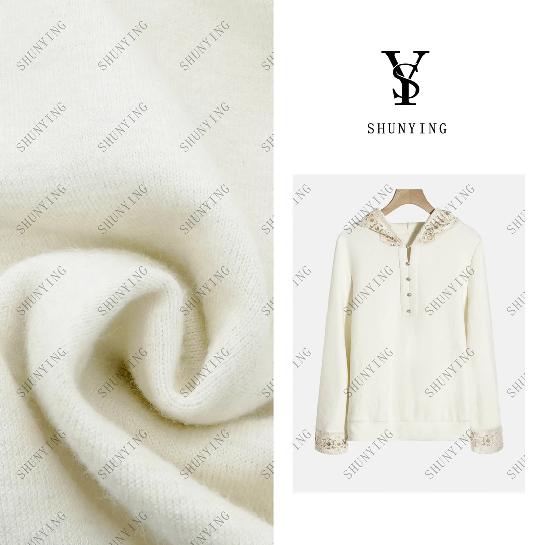 【仟娜】CHAO推荐！巨好穿~设计感连帽拼蕾丝纯色针织衫SY66ZZ640