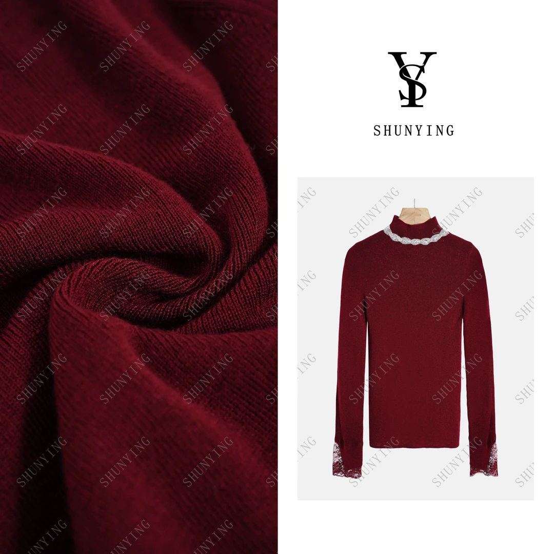 【仟娜】chao减龄好看！精致钻链立领修身显瘦针织打底衫SY66ZZ2889