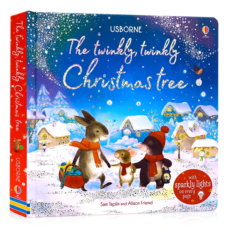 Usborne出品 圣诞节发光书 英文原版绘本 触摸洞洞书 精装纸板书