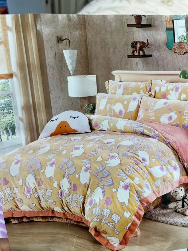 提花绒三件套 被套 床单 枕套