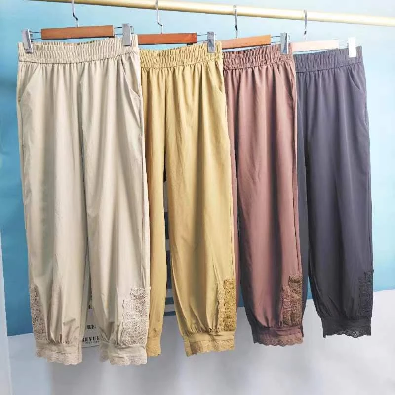 中式国潮女士镂空浮雕刺绣休闲裤2422