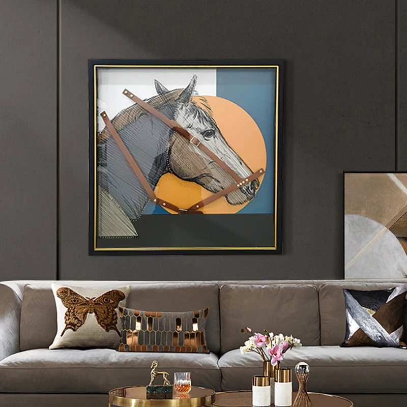 高货纯手工实物玄关画装饰画走廊过道客厅沙发落地画大马8080