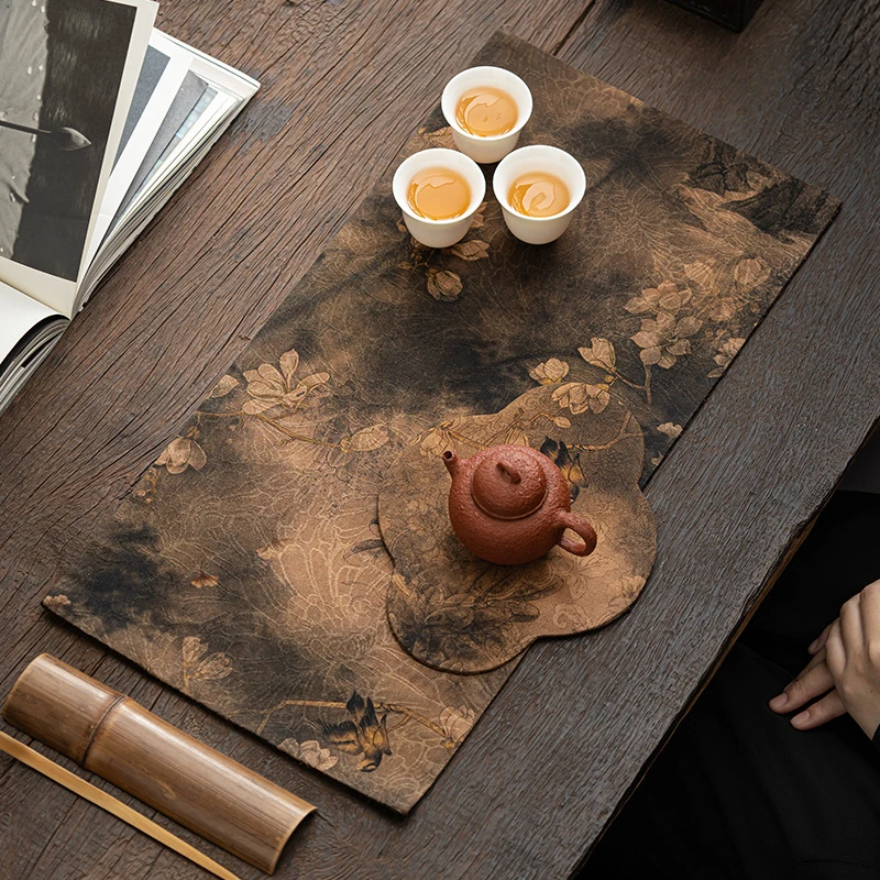 香云纱双面干泡茶席茶壶垫中式禅意复古桌旗桌布茶垫茶道零配布垫