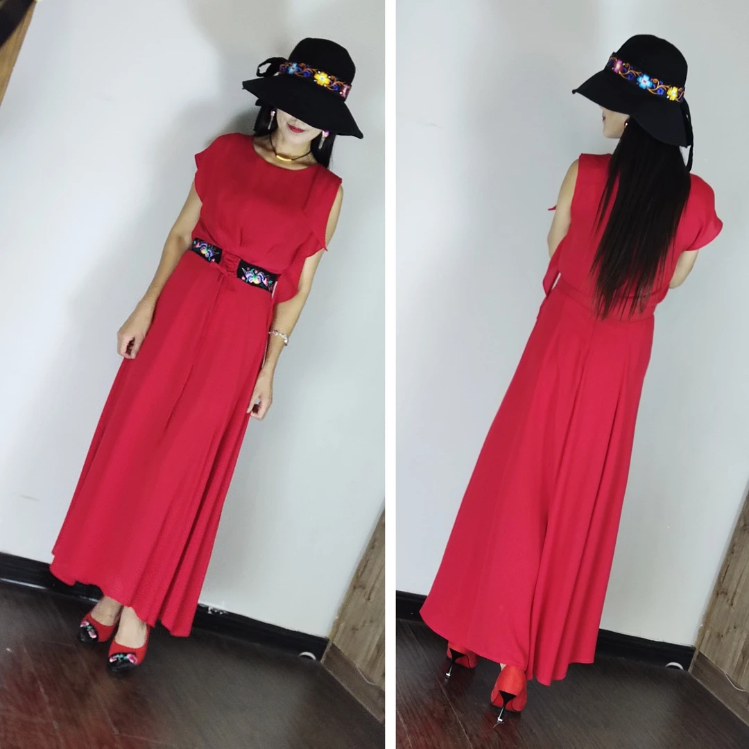 巧手翠翠宽松连衣裙女装连衣裙显瘦气质时尚百搭夏季复古显瘦气质