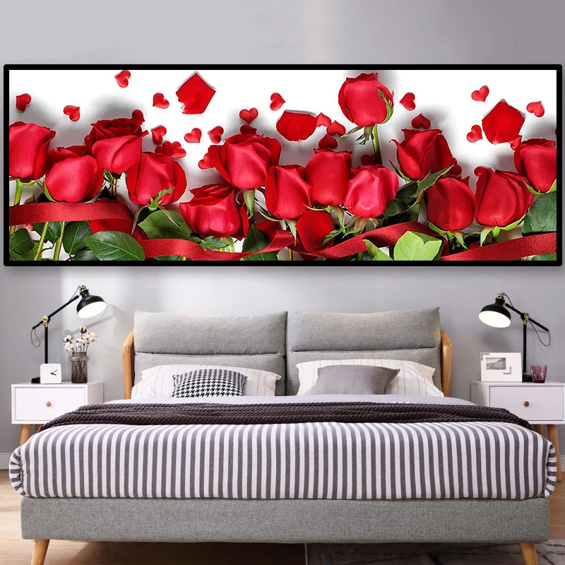 新款5D满钻玫瑰花钻石画厂家直销