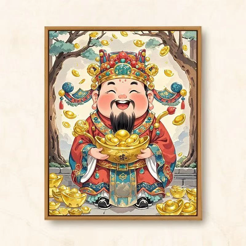 新款5D满钻财神金元宝钻石画厂家直销