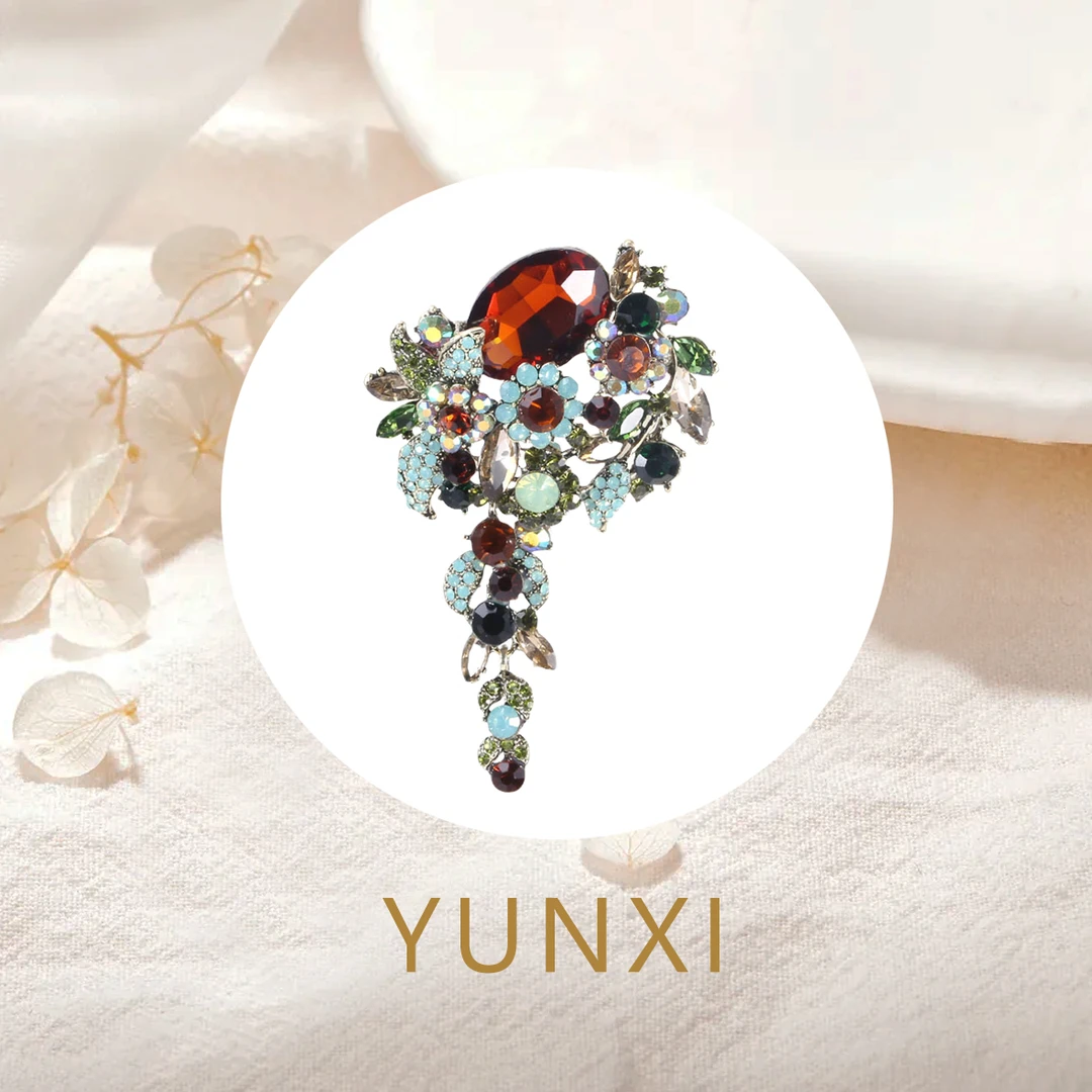 合金胸针 欧美时尚复古大号花束胸针女高奢重工百搭大衣西服胸针