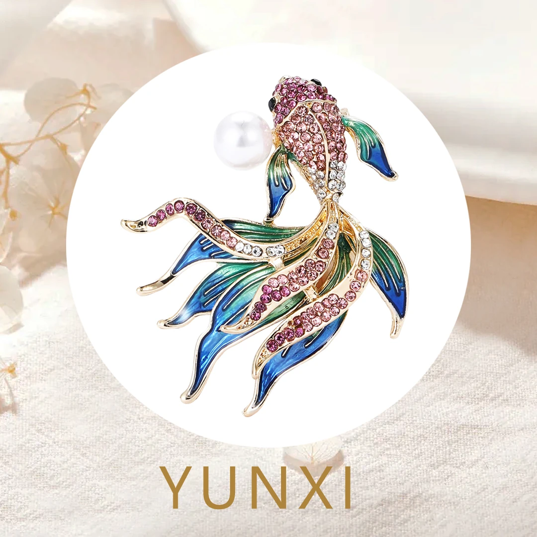 合金胸针 中国风微镶金鱼胸针女士轻奢优雅百搭大衣西服配饰