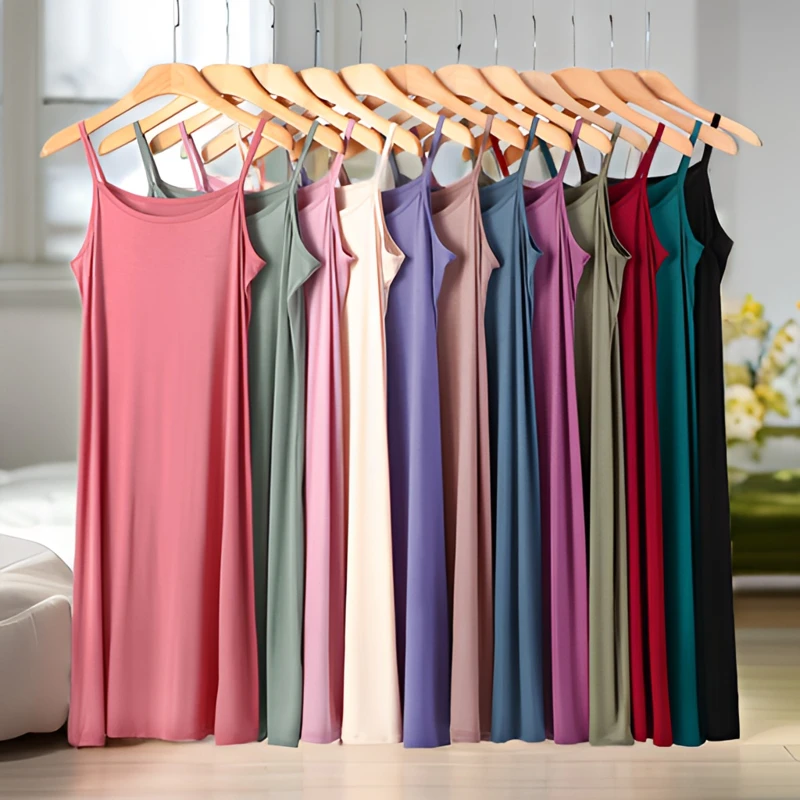纯色打底裙衬裙女夏大码莫代尔背心吊带裙薄款内搭a字裙子休闲裙