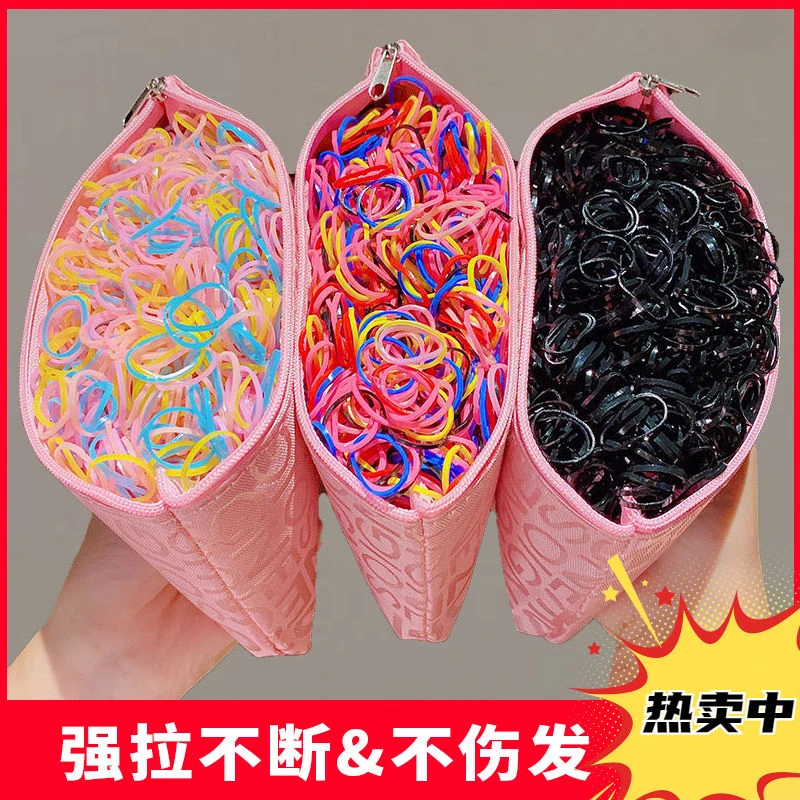 儿童一次性橡皮筋小女孩头绳扎头发加粗加厚发圈高弹耐用黑色胶圈