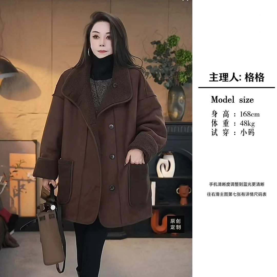 【格小姐】2438-8冬季新款韩版洋气高级感时尚可两面加厚大衣外套女