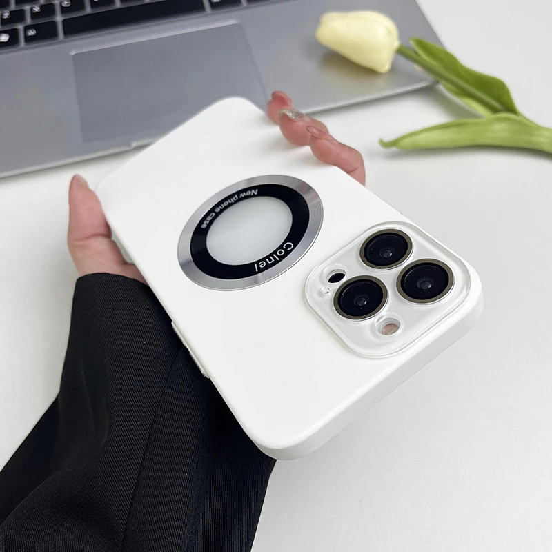 肤感全包瓷晶镜头膜苹果15pro磁吸手机壳iPhone14男女款13时尚12