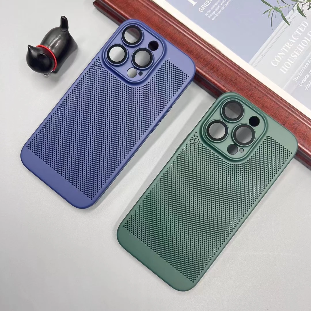 新款网格散热全包镜头膜镂空苹果14ProMax手机壳iPhone11透气