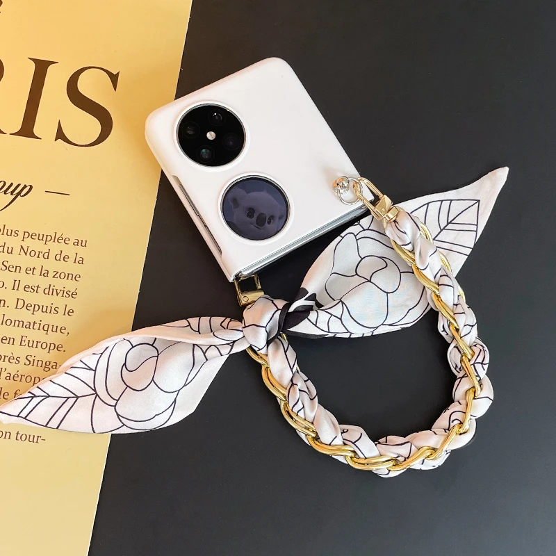 华为pocket2手机壳轻奢风丝巾手提折叠屏P50Pocket保护壳全包防摔