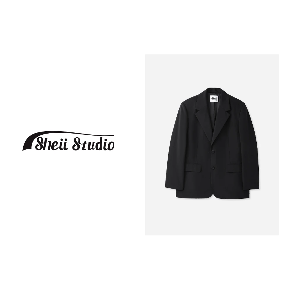 【年终钜惠】pr*da 三角标高级感休闲通勤廓形黑西装 M4115088