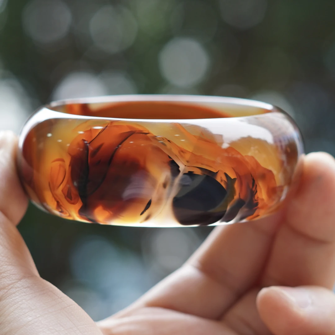 【阳琈珠宝】天然意境玛瑙玉石手镯/圈口58/编号244