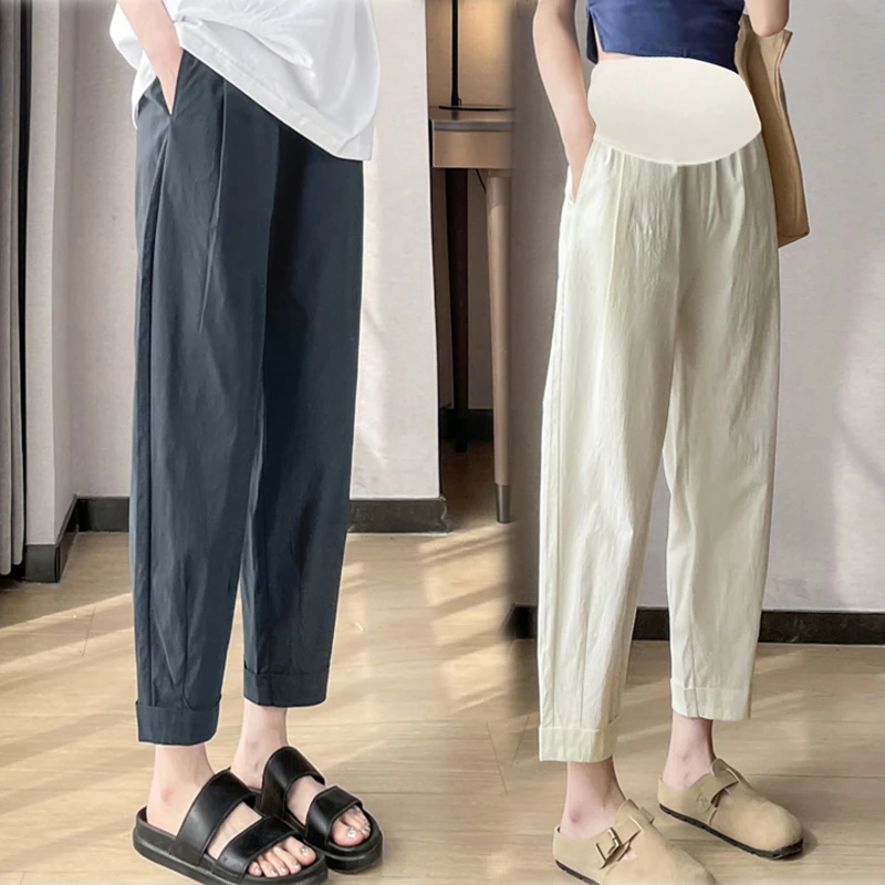 孕妇裤子女夏季外穿薄款冰丝萝卜裤百搭宽松速干哈伦裤夏装运动裤