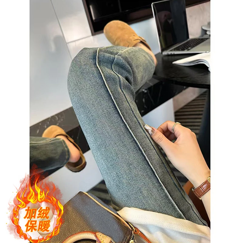 孕妇裤子休闲托腹时尚减龄弹力喇叭孕妇牛仔裤加绒加厚长裤秋冬季