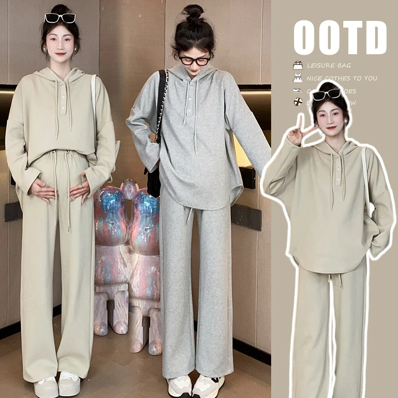 生完也能穿的孕妇春装套装2025新款时尚春季连帽两件套装春秋外出