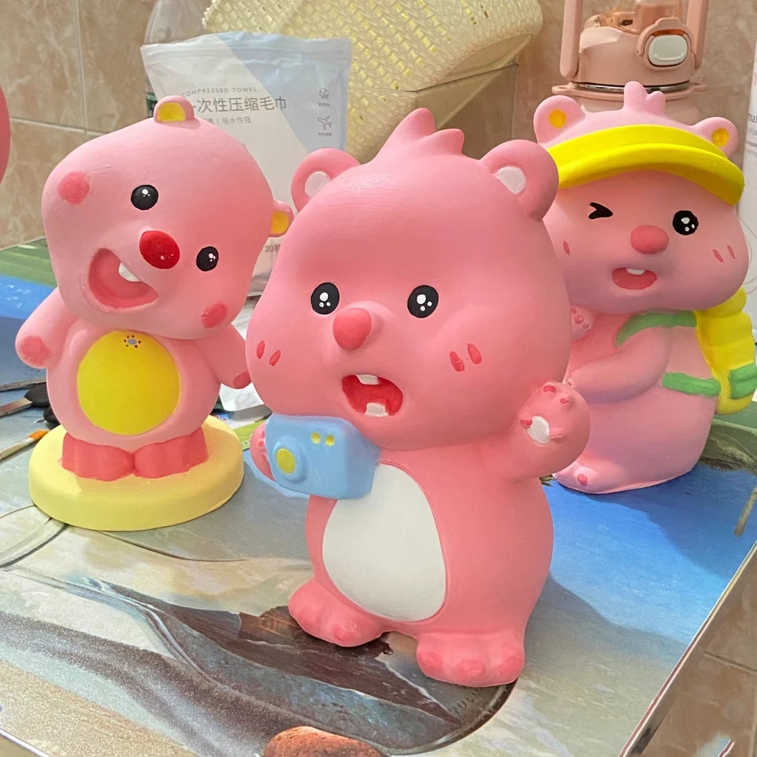 网红露比小石膏娃娃涂色儿童手工玩具创意diy涂鸦彩绘
