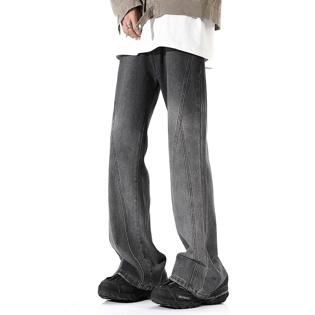 美式高街牛仔裤男款爆款2024新款直筒宽松休闲微喇裤子春秋潮男生