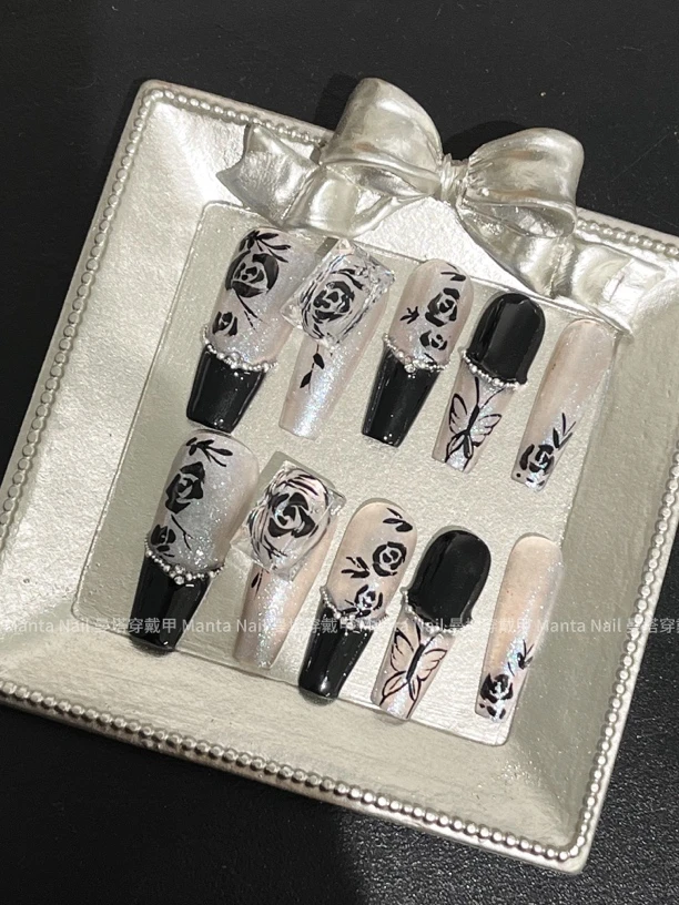 玫瑰暗语｜黑色玫瑰气质纯手工穿戴甲