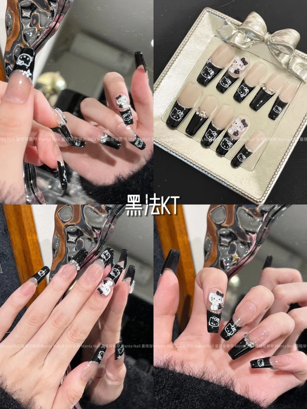黑法KT｜纯手工kt穿戴甲暗黑法式008
