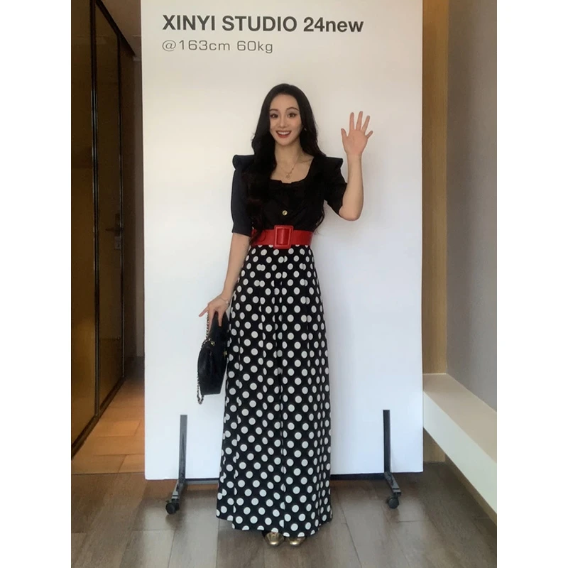 XINYI【玫瑰人生】夏季荷叶边衬衫套装女X624C09950/X624A09780-2