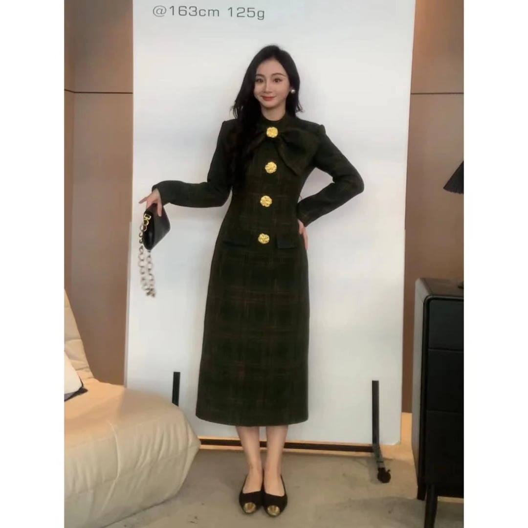 XINYI【圣诞限定】冬季蝴蝶结连衣裙收腰显瘦X623Q10699/X623P10851