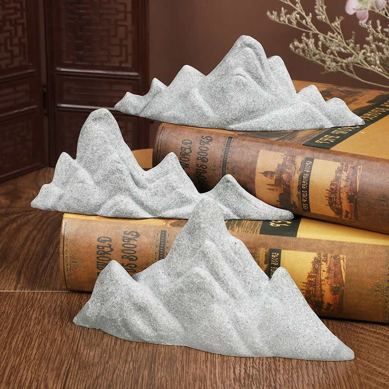 创意雪山青砂石工艺品摆件家居鱼缸造景道具仿真假山水族箱装饰品