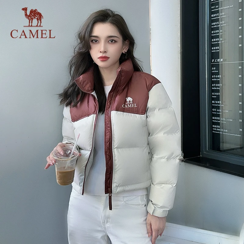 骆驼户外短款羽绒服年秋冬新款女时尚保暖加厚立领面包服7757