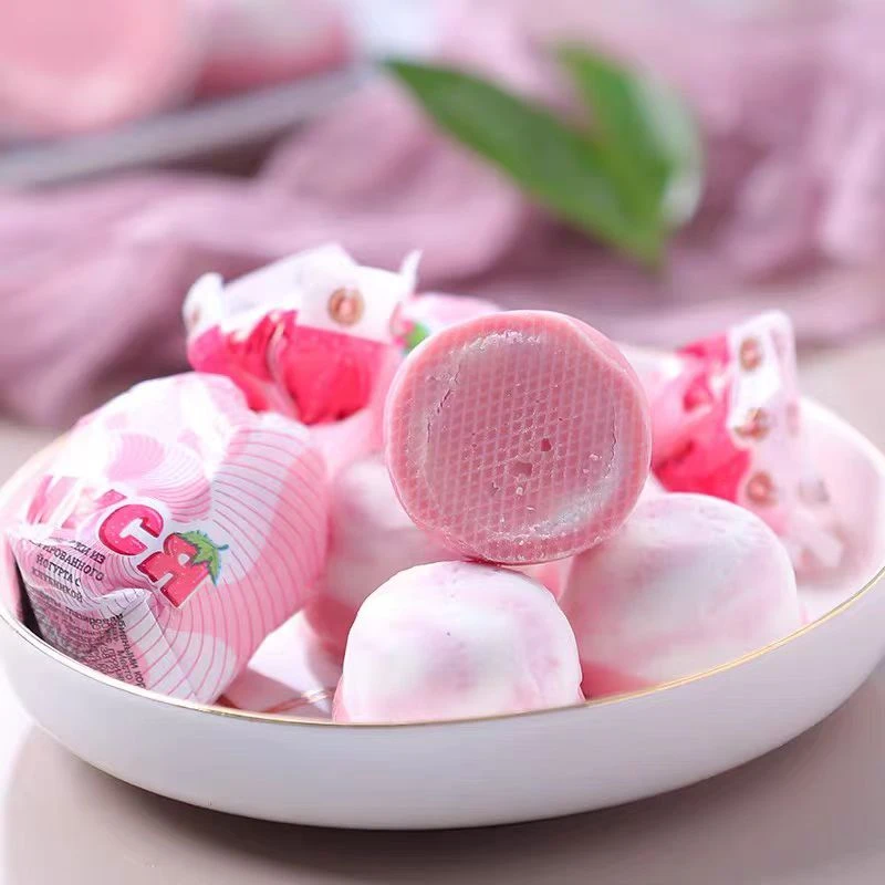 俄罗斯进口草莓酸奶软糖俄小淼果味什锦布丁糖休闲零食喜糖500g