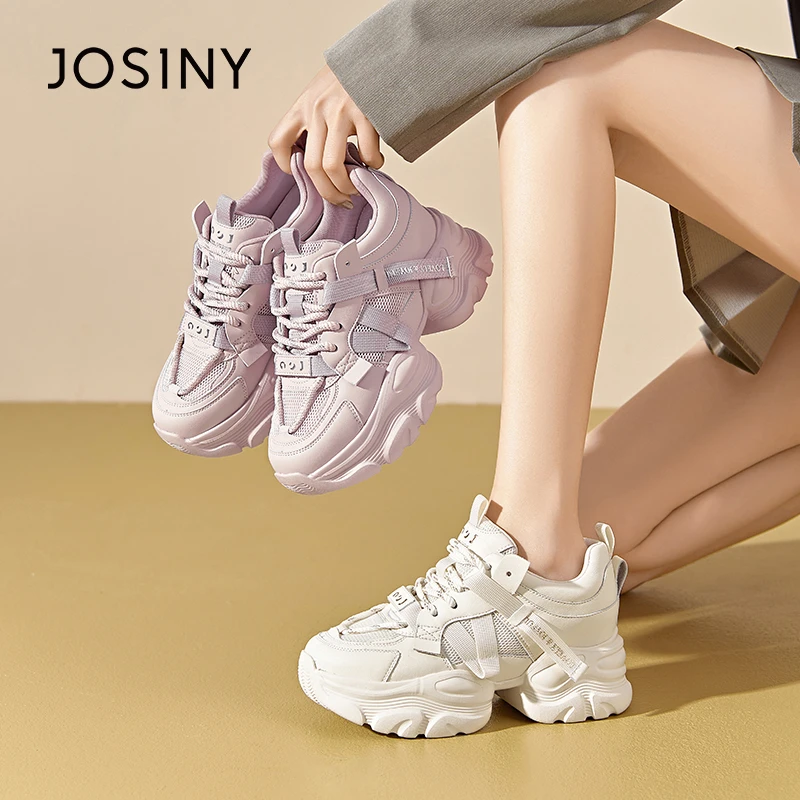 卓诗尼复古厚底老爹鞋女2025秋季新款小个子松糕网红风透气运动鞋