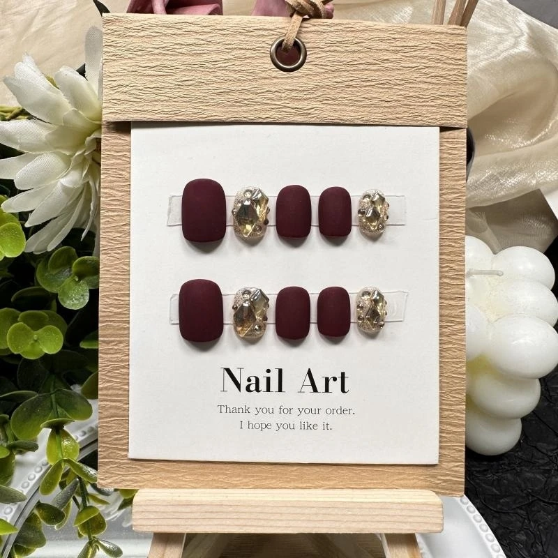 《磨砂车厘子》纯手工定制穿戴甲车厘子满钻高品美甲穿戴甲片