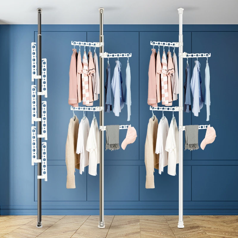 免打孔衣服架立式晾衣架落地衣架挂衣服架挂包衣帽架置物架家用