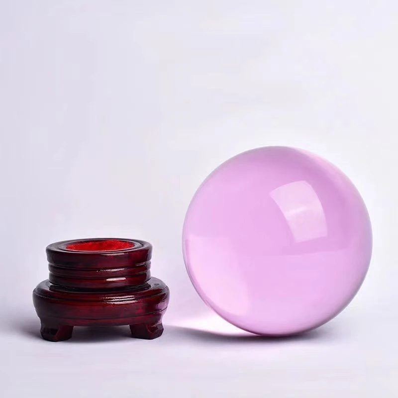 粉色水晶球摆件工艺品家居办公卧室装饰恋爱礼物水晶风水球摆件