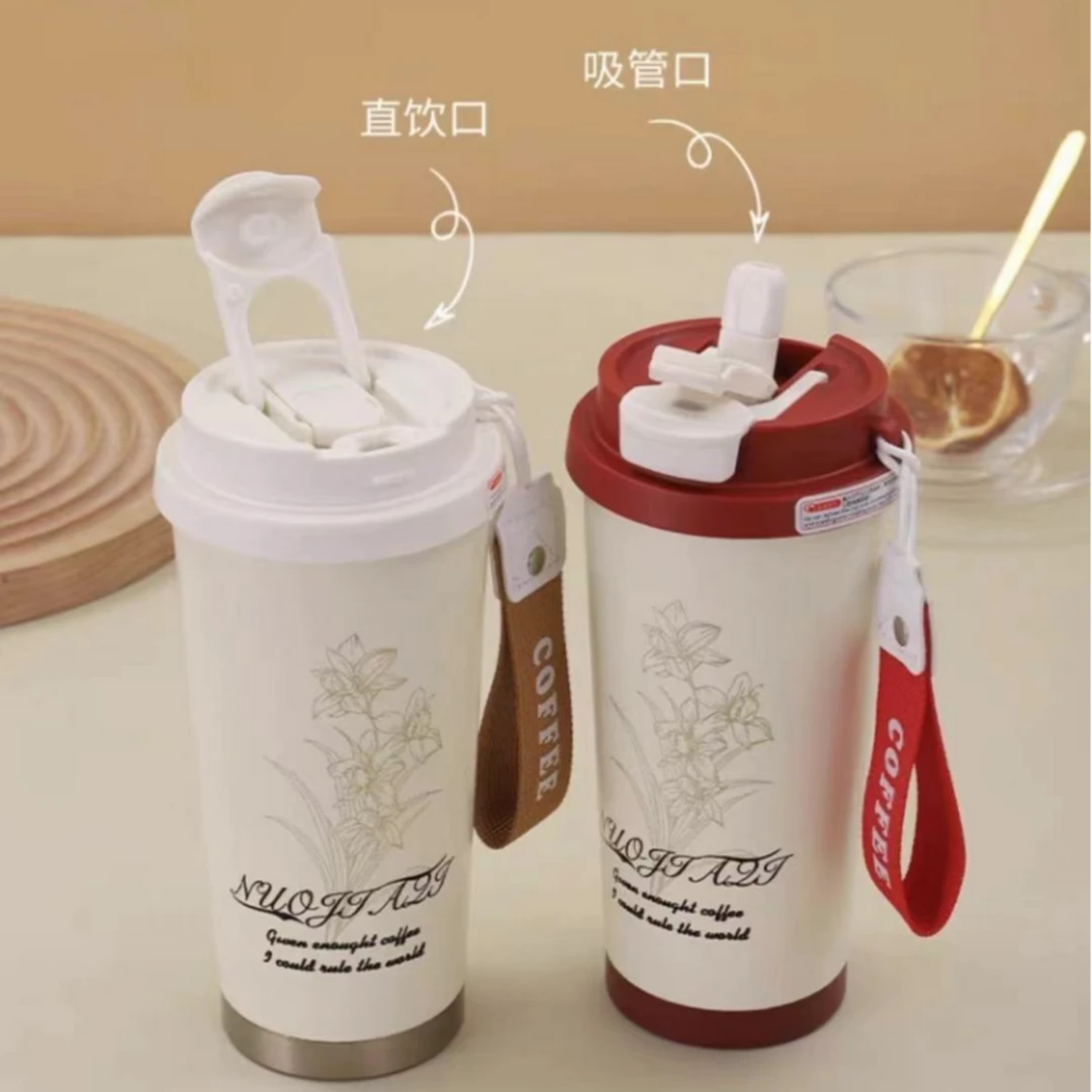 保温杯2024新款女生高颜值双饮咖啡杯316不锈钢夏季随行吸管杯子