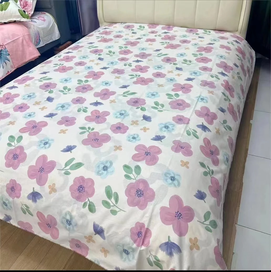 薄款100%棉床单】 小清新风碎花印花单人斜纹机洗全棉床单学生