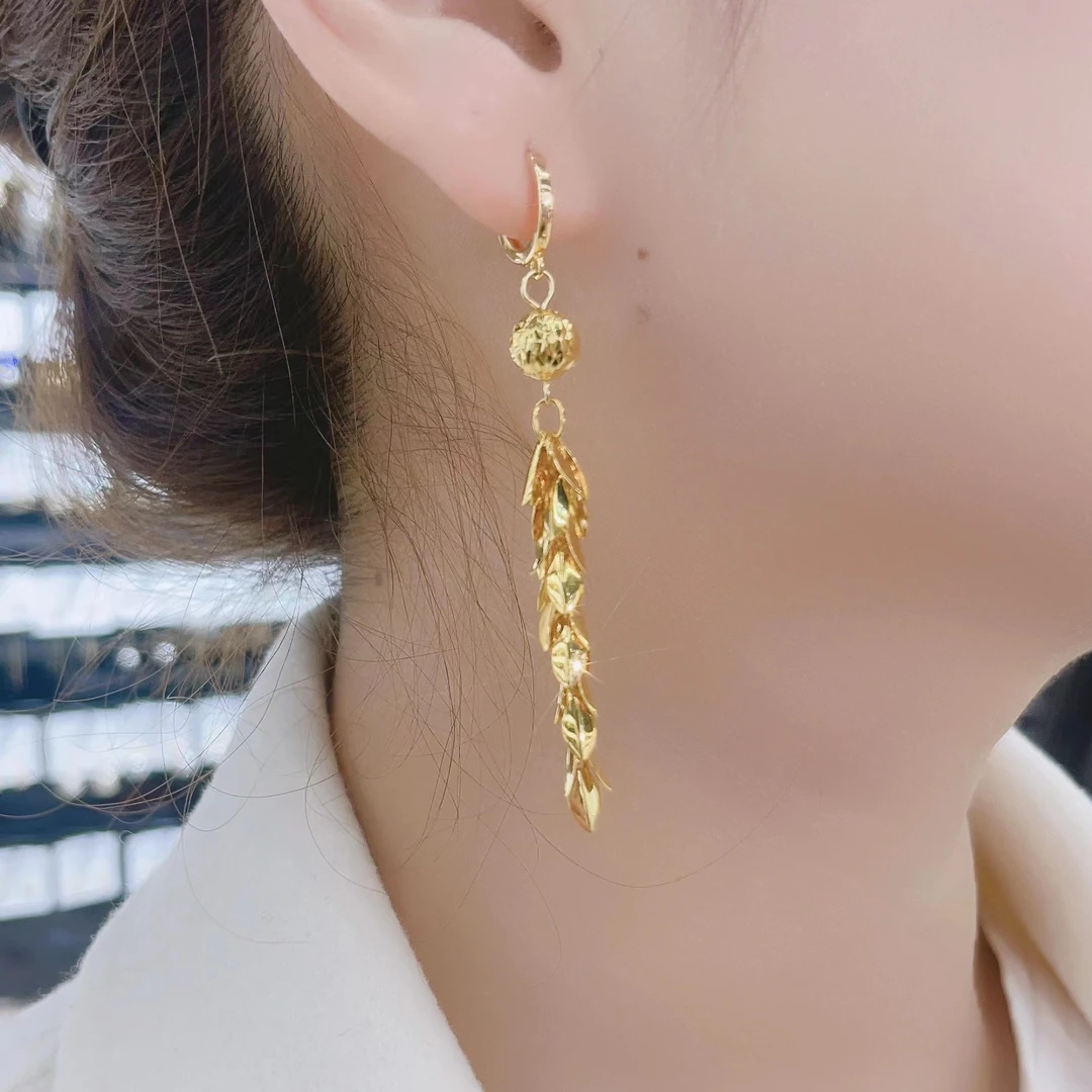 舒啸 铜合金耳饰 精致百搭时尚长款气质氛围精美小众麦穗耳扣795