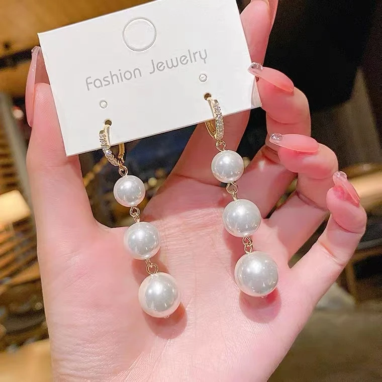 舒啸 铜合金仿珍珠耳饰 法式气质韩版耳扣时尚耳环显瘦耳饰12号