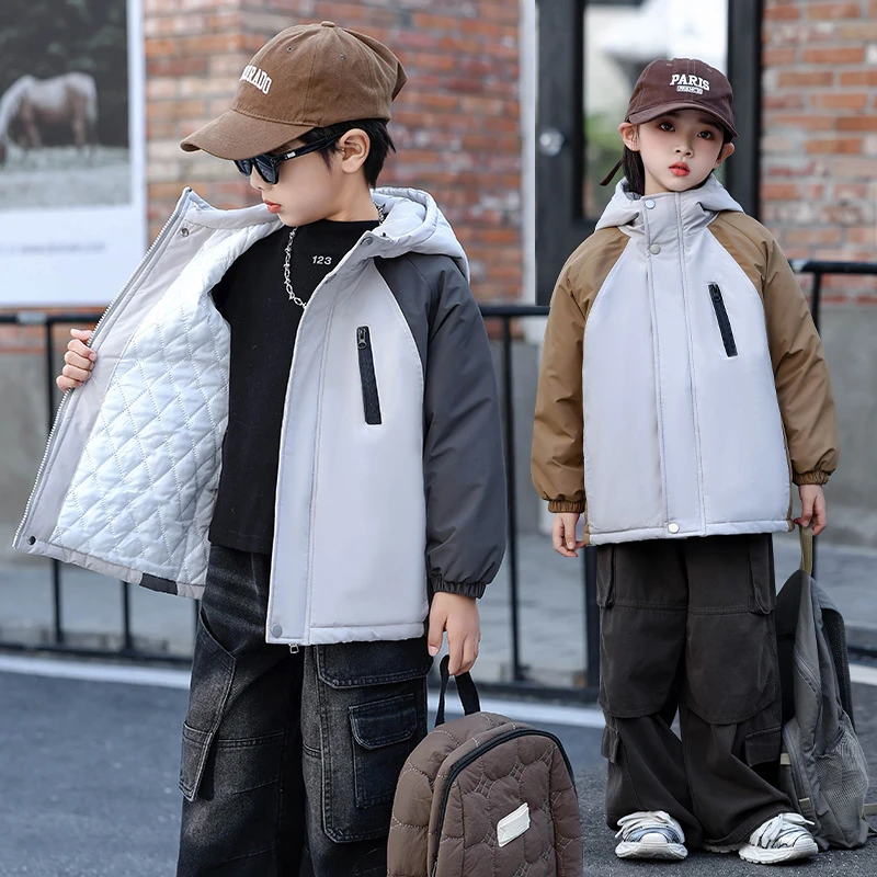 男童秋冬装棉服韩版洋气二棉外套2025新品女孩子加厚防水冲锋衣潮