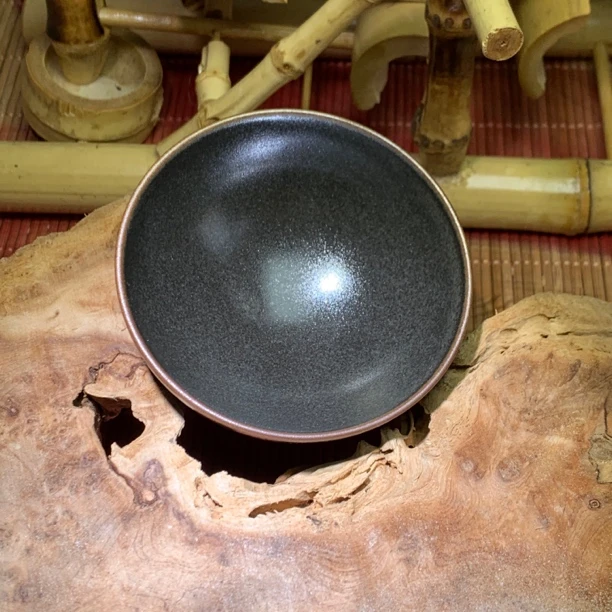 原矿铁胎茶盏纯手工薄胎平口灰贝建盏主人杯 全包釉工艺8.8口径